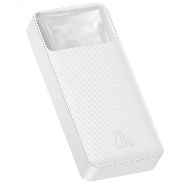 Powerbank Baseus Bipow 20000mAh, Input:5V/2A/3A,9V/2A(microUSB,Type-C), Output:5V/3A,9V/2A,12V/1.5A(2хUSB),Q40,plastic,White