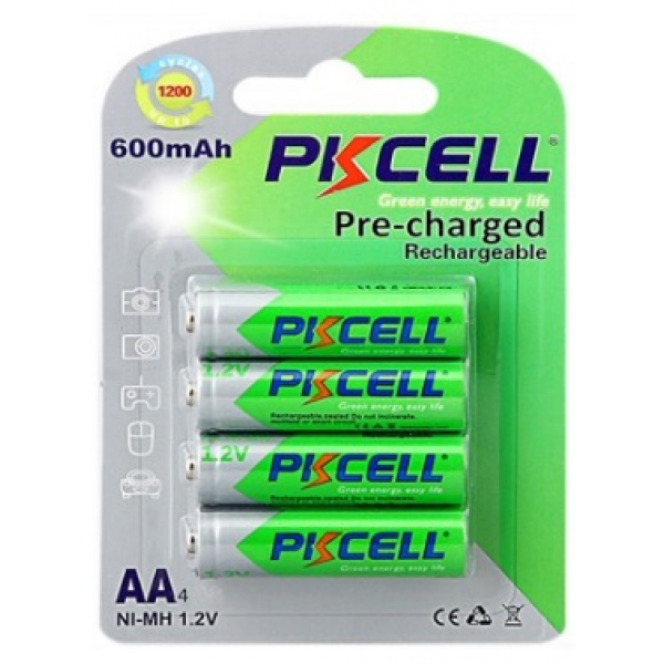 Акумулятор PKCELL 1.2V AA 600mAh NiMH Already Charged, 4 штуки у блістері ціна за блістер, Q12