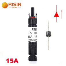 Конектор RISIN MC4, з діодом постійного струму, 15А,1000 В, 0.5mmΩ, вогнестійкість UL94-VO,IP67, -40℃-+90℃, Black