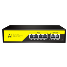POE комутатор гігабітний Merlion 4 POE 10 / 100 / 1000 + 2 RJ45 10 / 100 / 1000 вбудований блок живлення 52V 1.25A