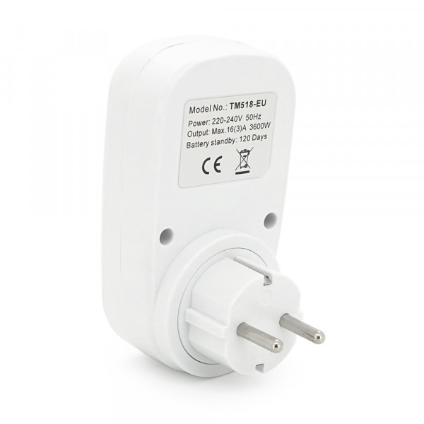 Розетка c цифровим тижневим таймером Sinotimer TM518, 16A, 3000W, 230V