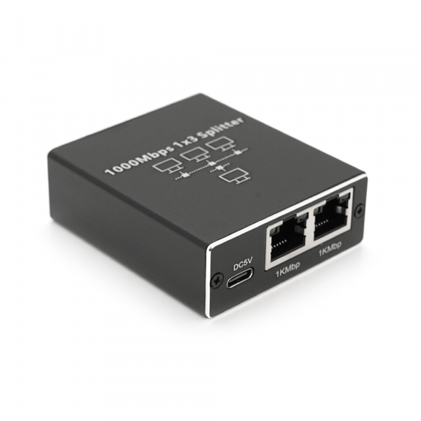Активний RJ45 сплітер 1=>3 порту, підтримує 1000Mbps, with Type-C power supply