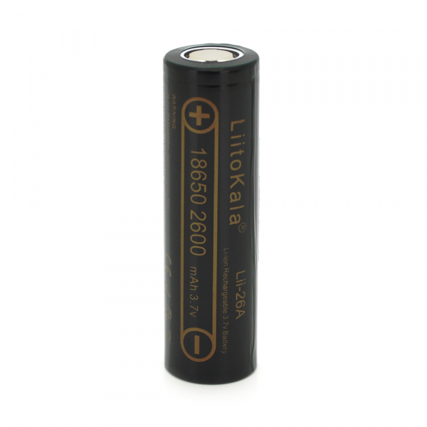 Акумулятор 18650 Li-Ion LiitoKala Lii-26A, 2600mah (2450-2650mah), 3.7V (2.75-4.2V), Black, PVC BOX Q2, цiна за 1 шт