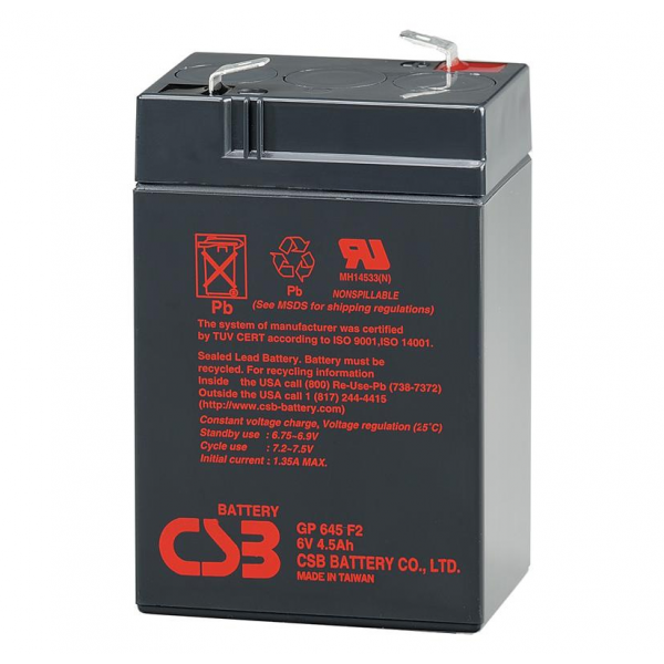 Акумуляторна батарея CSB GP645, 6V 4.5Ah Q20