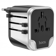 Фільтр HOCO AC5 на 1 розетку + 2 USB, 220В, кабель 1,5м, Black/Gray, Box