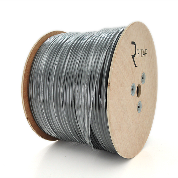 Кабель коаксіальний з живленням RITAR B305-RG690CU + 2x0.5mm CU, 1,02 мм.CU, 64x0.12m CCA, 75 Ом, FPE, оболонка 6,91мм чорні PVC, котушка 305м Q1