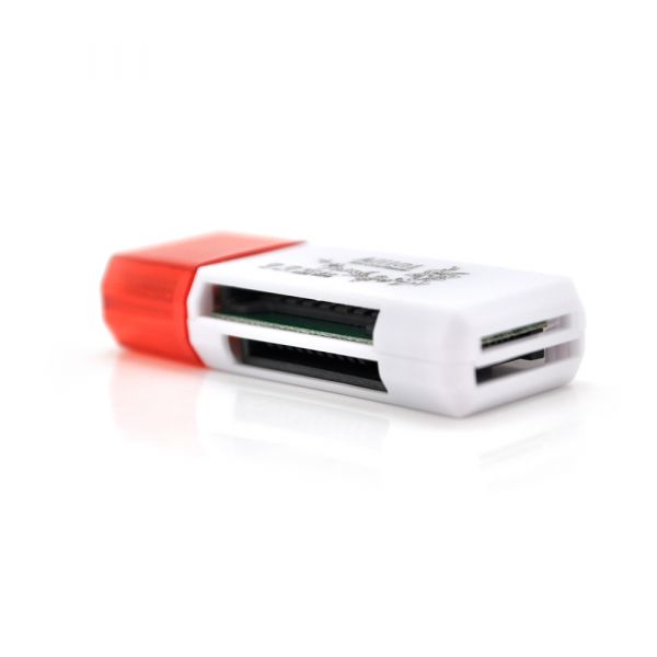 Кардрідер універсальний 4в1 MERLION CRD-4BL TF / Micro SD, USB2.0, Red, OEM Q1500