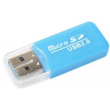 Кардридер універсальний MERLION CRD-1BL TF/Micro SD, USB2.0, Blue, OEM Q1500