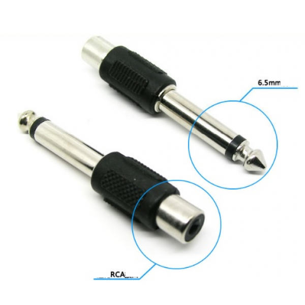 Перехідник Jack 6.3 (тато) / RCA (мама) Mono, Black, пластик, Q100