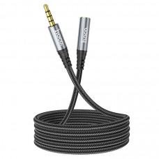 Подовжувач HOCO UPA20 DC3.5 тато-мама 1.0м, GOLD Stereo Jack, (круглий) Black cable, Box