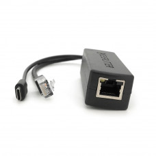 POE спліттер AOT-0524 48V-5V, RJ45, Type-C (10 / 100Мбіт, Вхід-48V / Вихід 5V 2.4А)