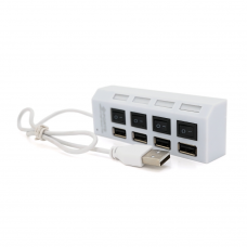 Хаб USB 2.0 4 порти з перемикачами на кожен порт, White, 480Mbts High Speed, підтримка до 0,5ТВ, живлення від USB, Blister Q100