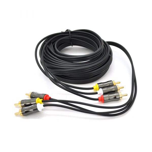 Кабель VEGGIEG AV304 Audio-Video 3хRCA (тато) => 3хRCA (тато), GOLD connector, круглий, Black, 5,0 м, Пакет