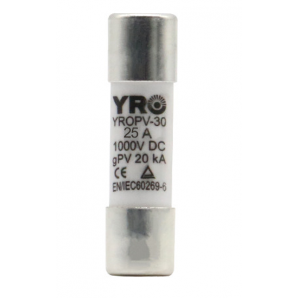 Плавкий запобіжник YROPV-30, 25A, 1000Vdc, 10×38mm, постійна напруга, 10 штук в упаковці, ціна за 1 штуку