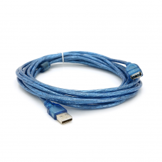 Подовжувач USB 2.0 AM / AF, 5.0m, 1 ферит, прозорий синій Q100