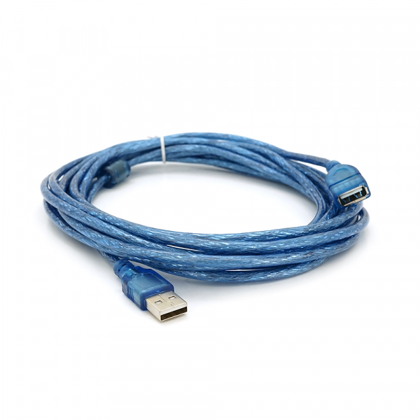 Подовжувач USB 2.0 AM / AF, 5.0m, 1 ферит, прозорий синій Q100