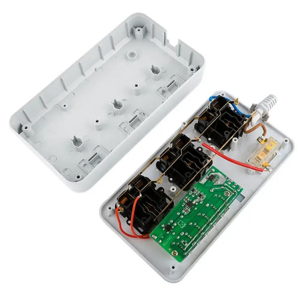 Мережевий фільтр ТВ-Т09, 3 розетки + 6 USB, 2 м, перетин 3х0,75мм, 3000W, White-grey, Box