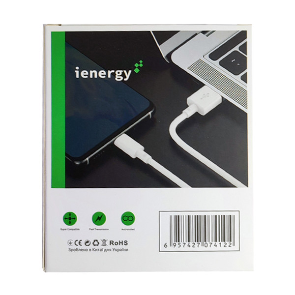 Кабель iEnergy Classic Pro, Type-C, 1m, 5A, Біле