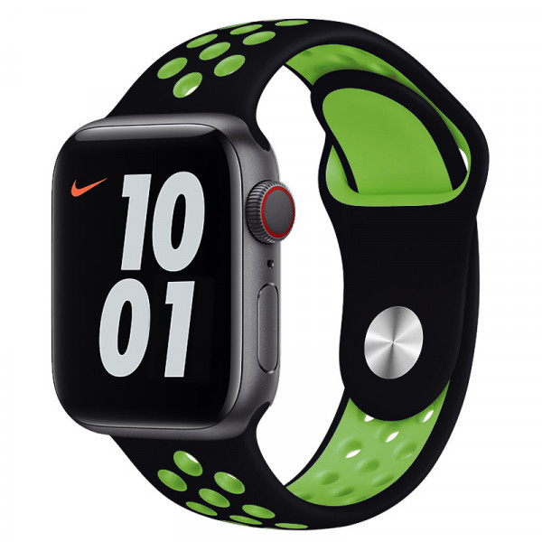 Ремінець для Apple Watch 38/40/41 mm Nike Sport Band Чорне/Зелений