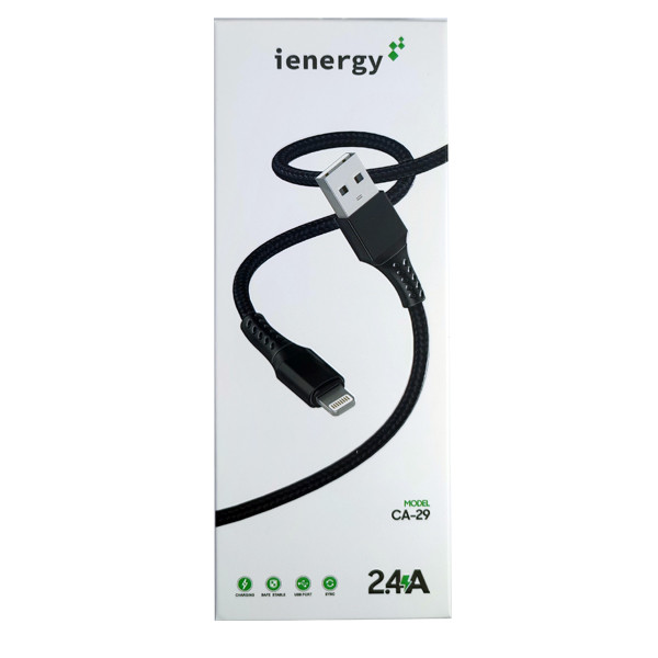 Кабель iEnergy CA-29, Lightning, 1m, 2.4A, Чорне