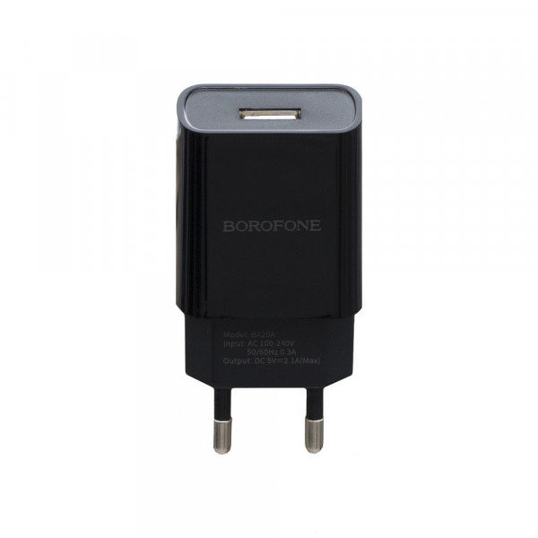 Мережевий зарядний пристрій Borofone BA20A, Cable Micro, 2.1A, Black