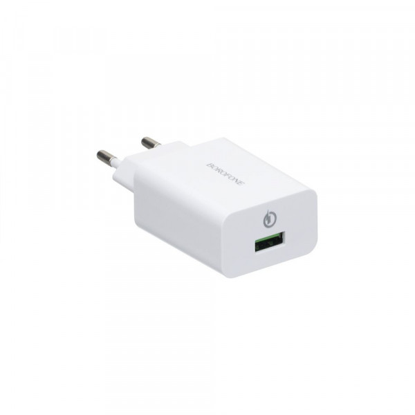 Мережевий зарядний пристрій Borofone BA21A, Cable Type-C, QC 3.0, PD 18W, White