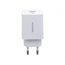 Мережевий зарядний пристрій Borofone BA21A, Cable Type-C, QC 3.0, PD 18W, White
