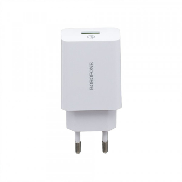 Мережевий зарядний пристрій Borofone BA21A, Cable Type-C, QC 3.0, PD 18W, White