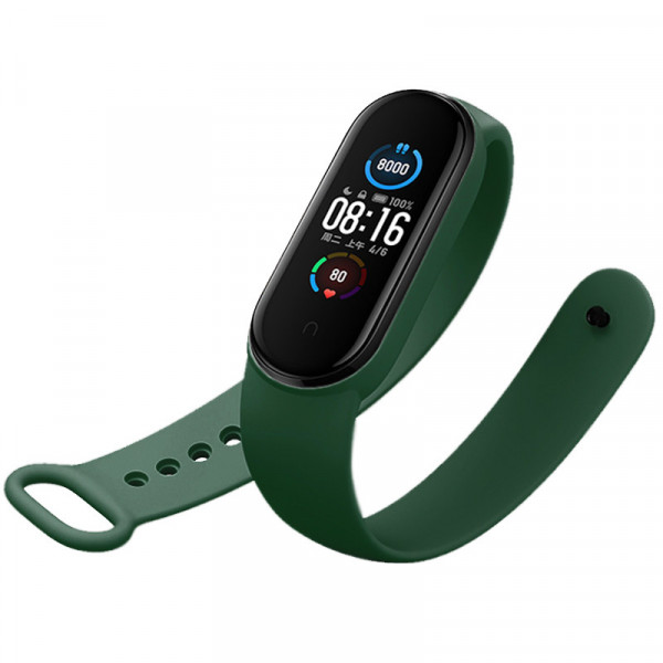 Ремінець для фітнес браслету Mi Band 5/6/7 Silicone, Dark Green
