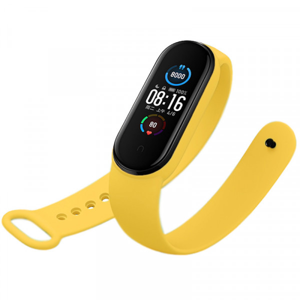 Ремінець для фітнес браслету Mi Band 5/6/7 Silicone, Yellow