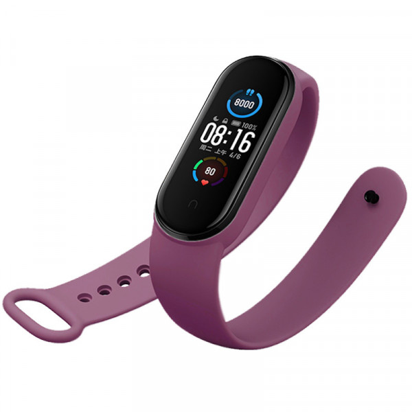 Ремінець для фітнес браслету Mi Band 5/6/7 Silicone, Purpule