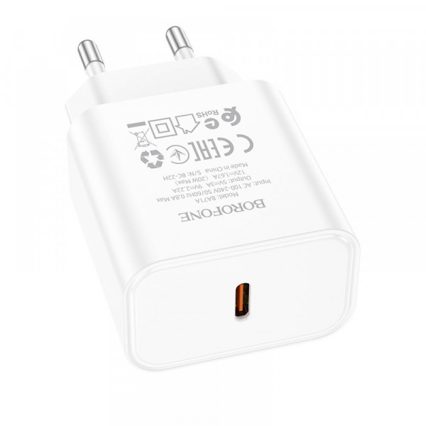 Мережевий зарядний пристрій Borofone BA71A, PD 20W, Black