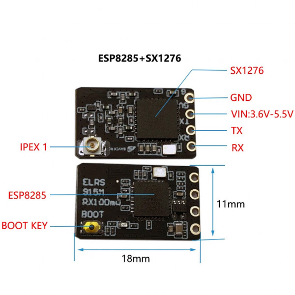 Приймач ELRS Bayck 900M, 915 MHz, Firmware 3.3.1