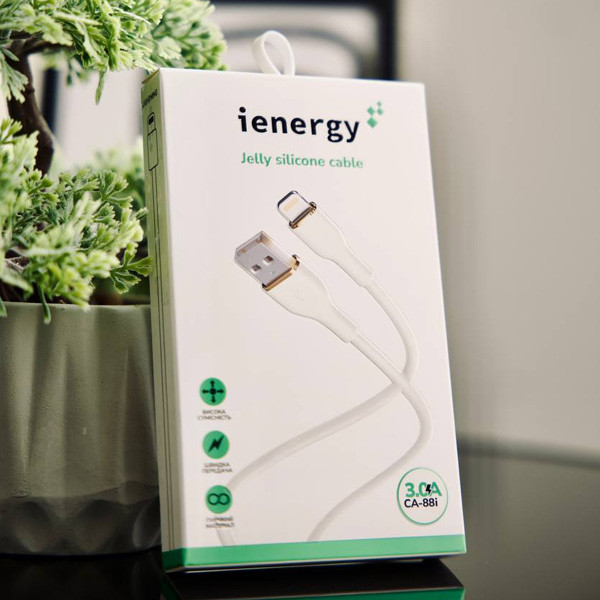 Кабель iEnergy CA-88i, Lightning, 1m, 3A, Біле