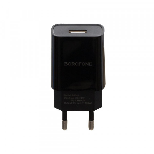 Мережевий зарядний пристрій Borofone BA20A, 2.1A, Black