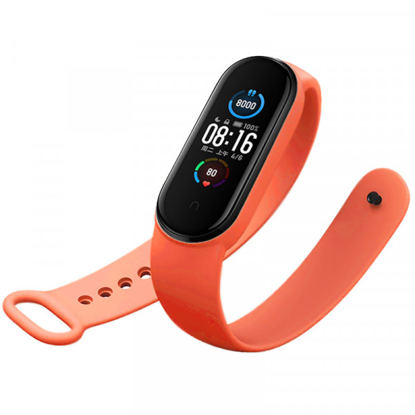 Ремінець для фітнес браслету Mi Band 5/6/7 Silicone, Orange