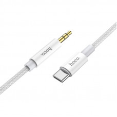 Аудіокабель HOCO UPA19 Type-C to 3.5mm male, nylon braid, 1m, Silver (6931474759955)