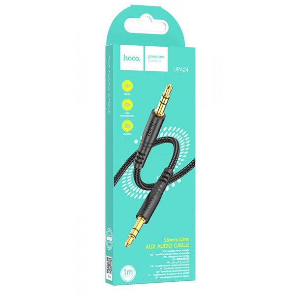 Аудіокабель HOCO UPA24 Smooth AUX audio cable Чорний