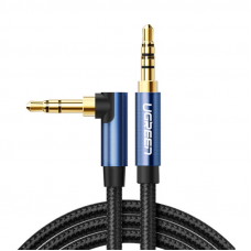 Аудіокабель UGREEN 3.5mm Male to 3.5mm Male Cable Gold Plated Metal Case with Braid 1m (Blue Black) (UGR-60179)