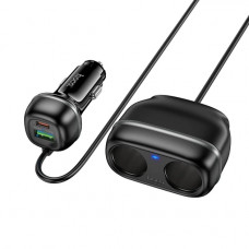 Автомобільний зарядний пристрій HOCO Z59 Rank 48W dual port PD30W+QC3.0 dual cigarette lighter slot car charger Black (6942007641500)