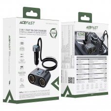 Автомобільний зарядний пристрій ACEFAST B22 152W 2-in-1 Car Charger（2USB-C+3USB-A+Dual Cig Lighter） metal gray (6974316287179)