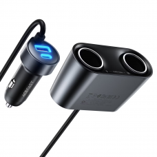 Автомобільний зарядний пристрій ACEFAST B22 152W 2-in-1 Car Charger（2USB-C+3USB-A+Dual Cig Lighter） metal gray (6974316287179)