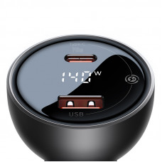 Автомобільний зарядний пристрій Baseus Digital Display PD3.1 Dual Fast Charger Car Charger U+C 140W Set Obsidian Black (With Superior Series Fast Char (CGZX070001)