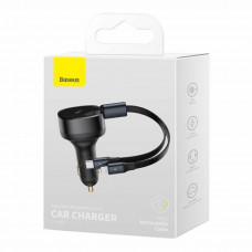 Автомобільний зарядний пристрій Baseus Enjoyment Retractable 2-in-1 Car Charger C+L 30W Black