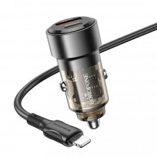 Автомобільний зарядний пристрій BOROFONE BZ20 Smart 38W dual port PD20W+QC3.0 car charger Transparent Black (6941991101564)