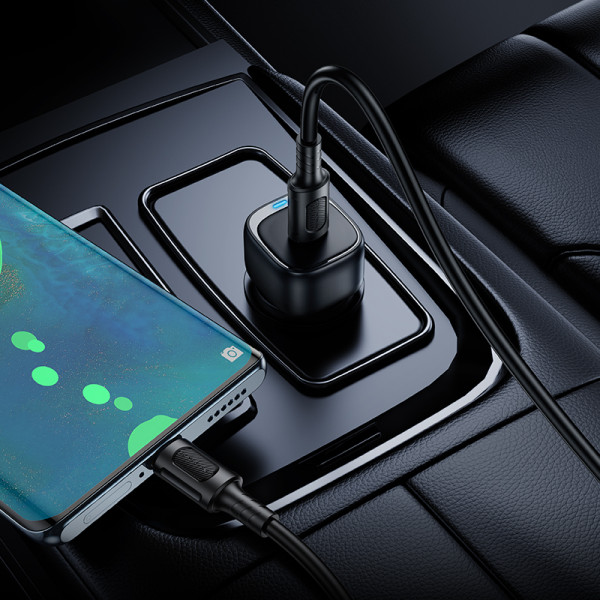 Автомобільний зарядний пристрій BOROFONE BZ34A Cloud single port PD20W car charger set (C to C) Black (6941991122354)