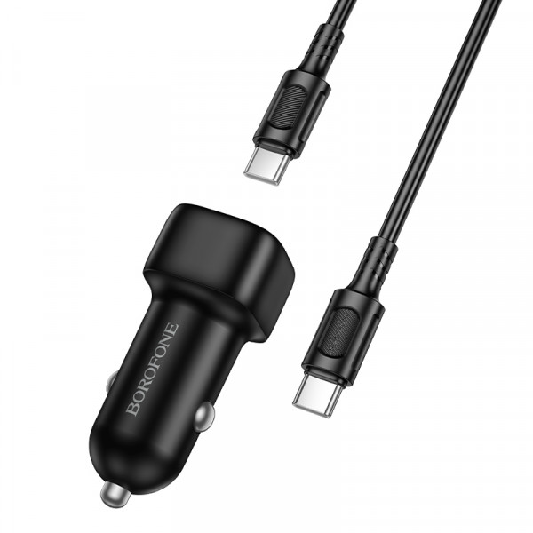 Автомобільний зарядний пристрій BOROFONE BZ34A Cloud single port PD20W car charger set (C to C) Black (6941991122354)