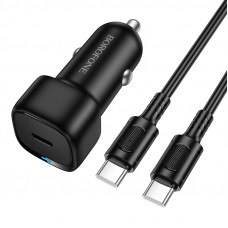 Автомобільний зарядний пристрій BOROFONE BZ34A Cloud single port PD20W car charger set (C to C) Black (6941991122354)