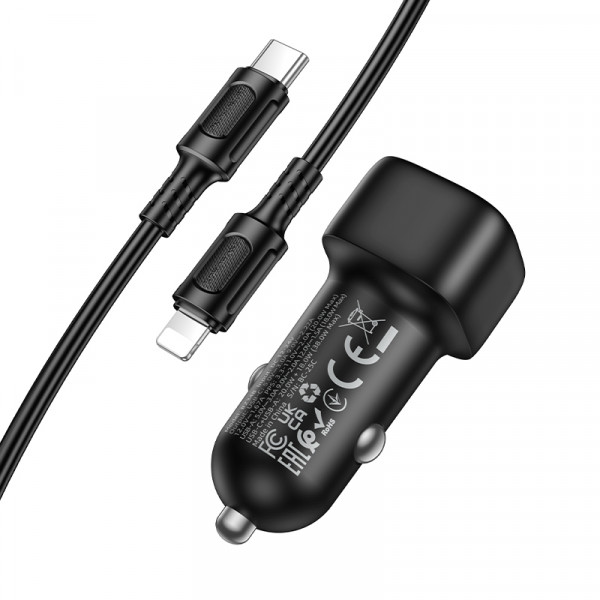 Автомобільний зарядний пристрій BOROFONE BZ34B Cloud PD38W(1C1A) car charger set(C to iP) Black (6941991122392)