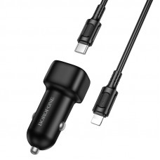 Автомобільний зарядний пристрій BOROFONE BZ34B Cloud PD38W(1C1A) car charger set(C to iP) Black (6941991122392)